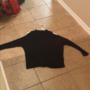 Black cold shoulder high neck line/ turtle neck